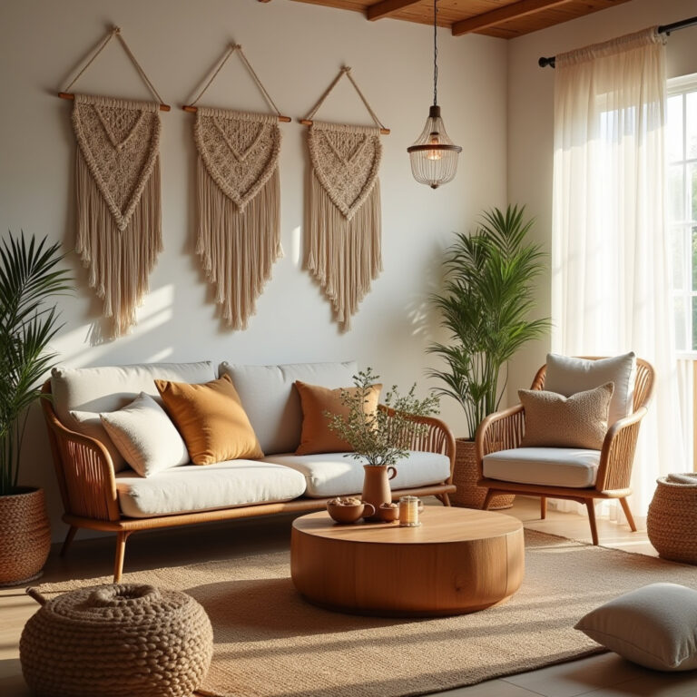 warm boho living room 1