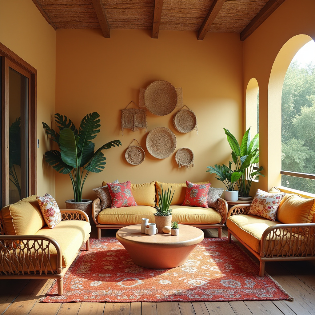 warm boho living room 34