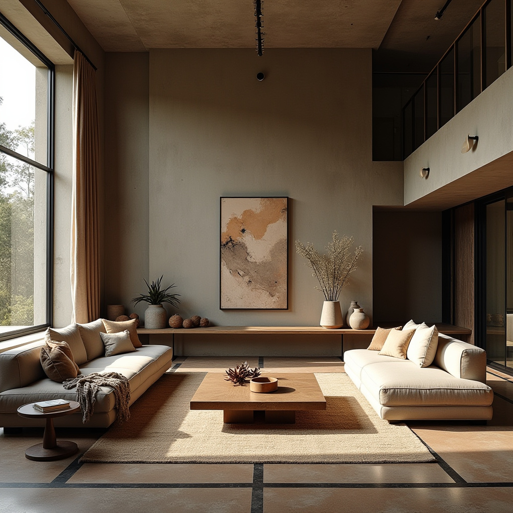 warm boho living room 36