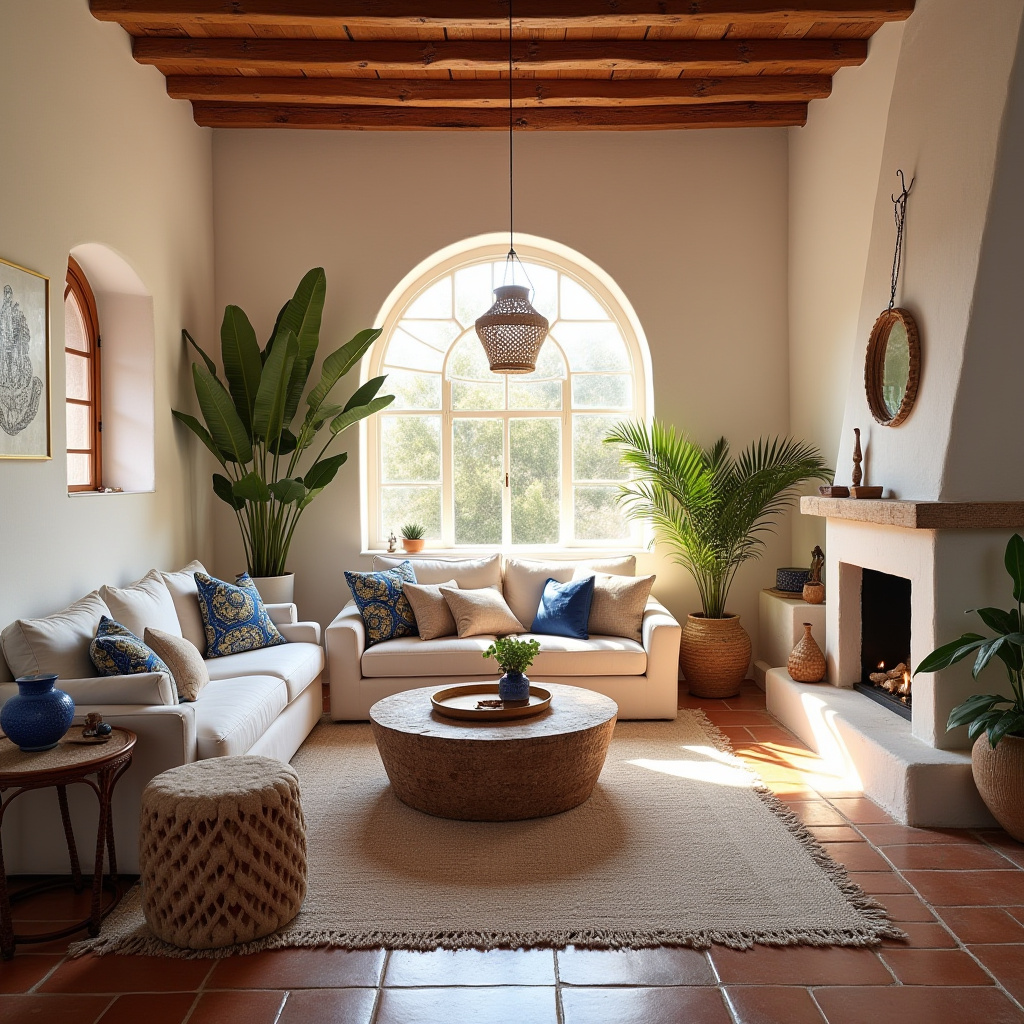 warm boho living room 37