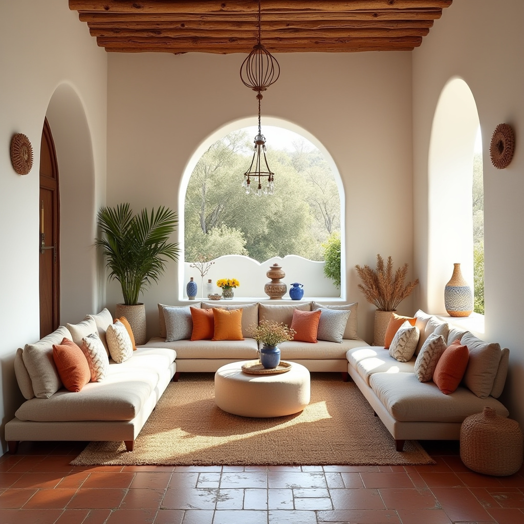 warm boho living room 38