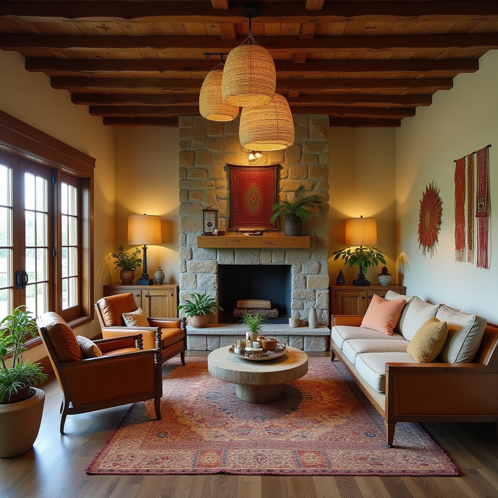 warm boho living room 9
