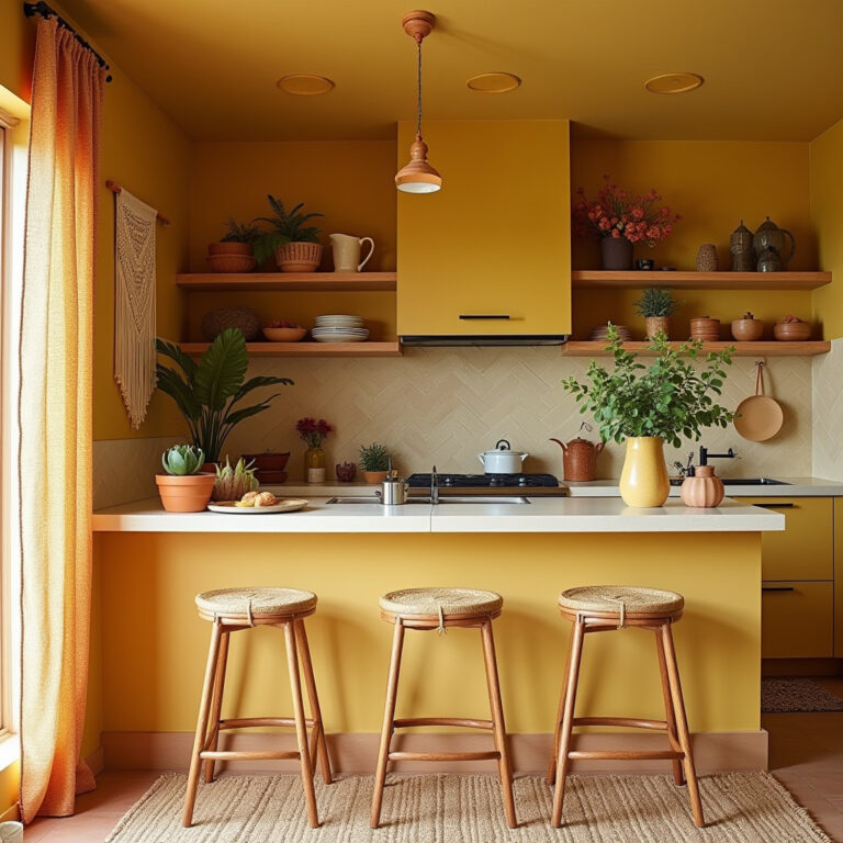 yellow boho kitchen 1