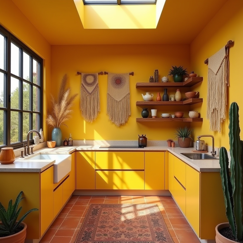 yellow boho kitchen 11
