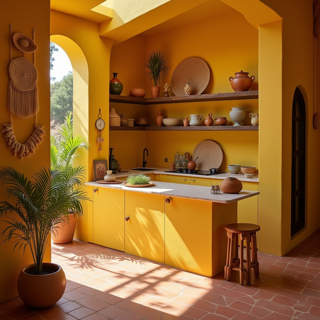 yellow boho kitchen 12