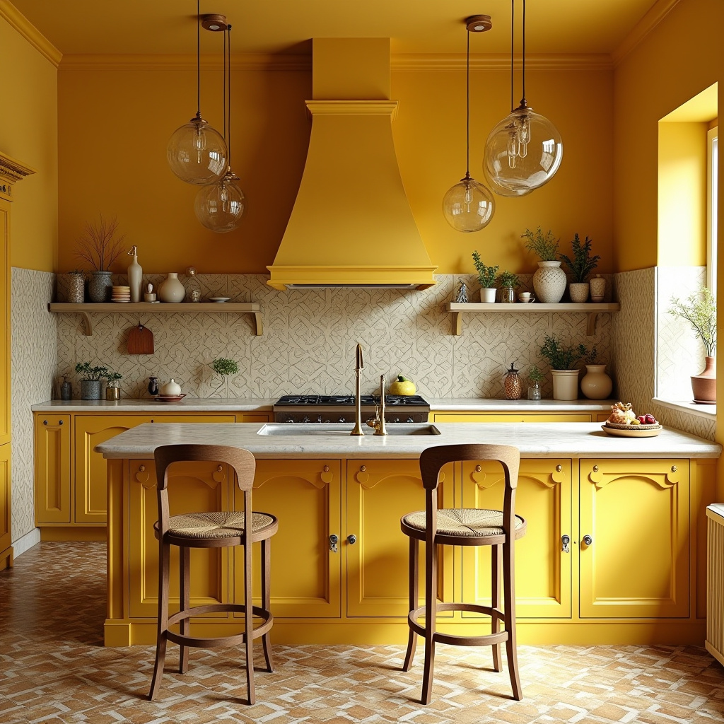 yellow boho kitchen 13