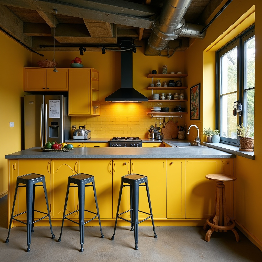 yellow boho kitchen 18