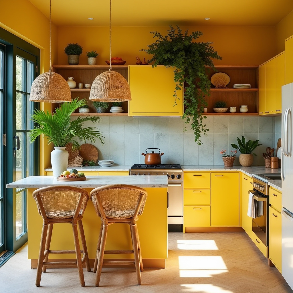 yellow boho kitchen 19