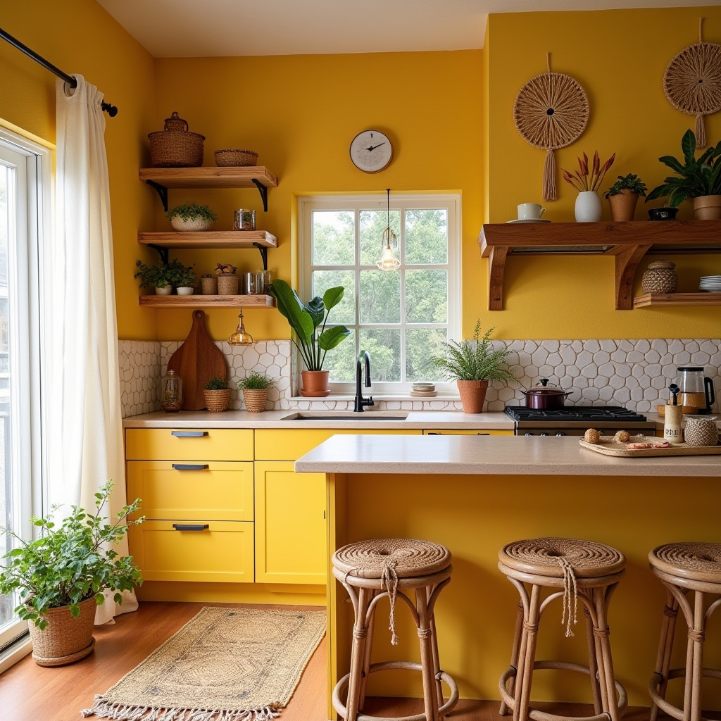 yellow boho kitchen 2