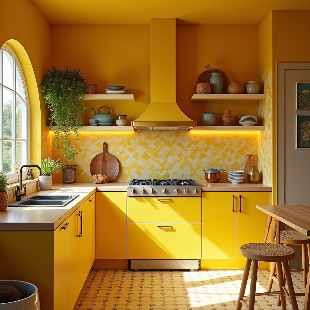 yellow boho kitchen 22