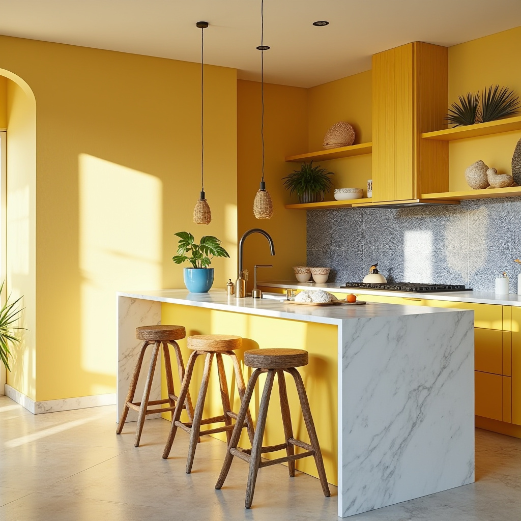 yellow boho kitchen 25