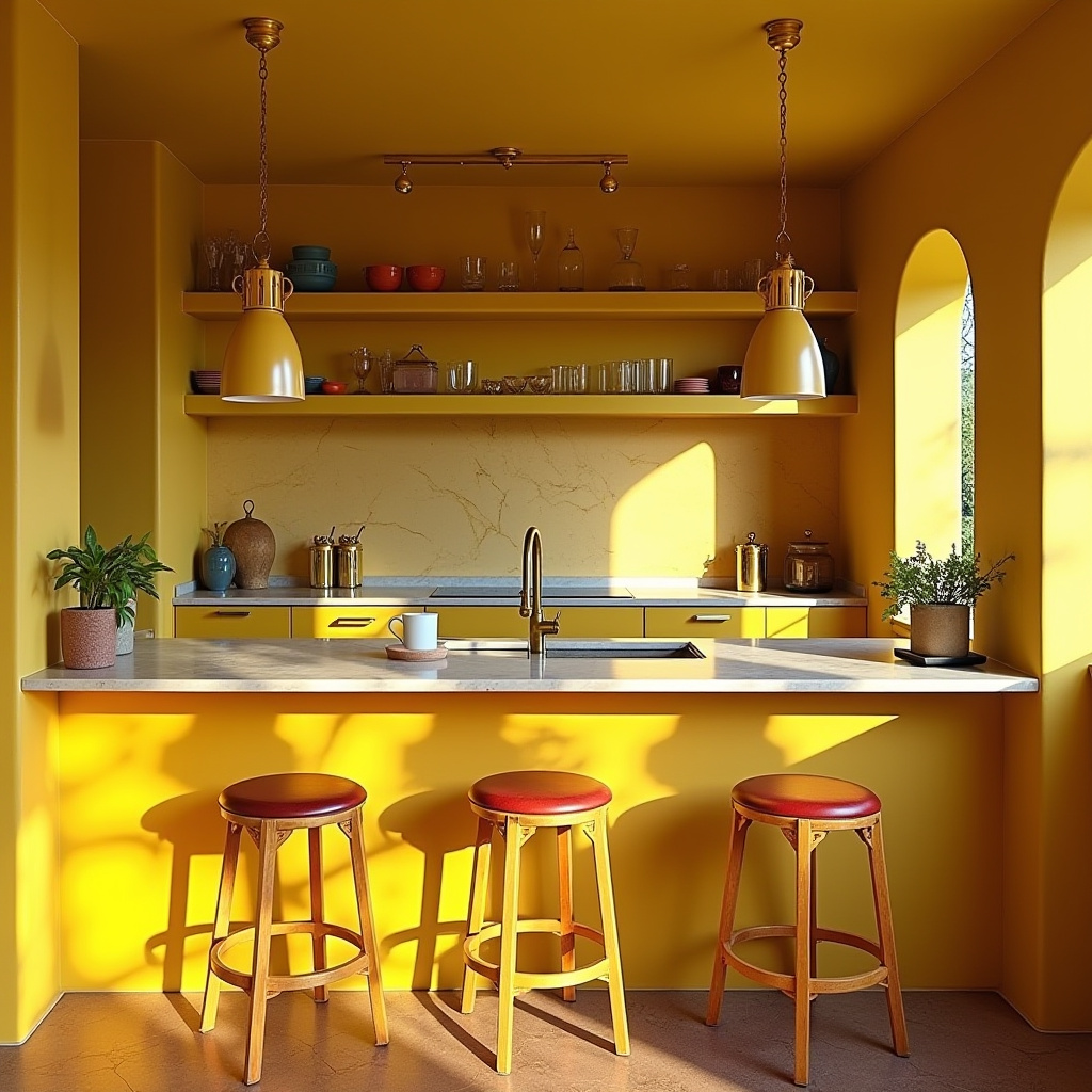 yellow boho kitchen 27