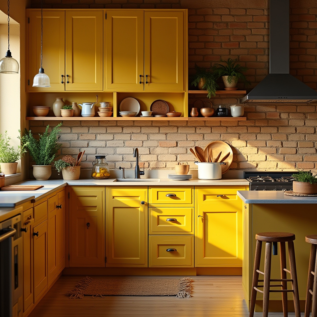 yellow boho kitchen 31