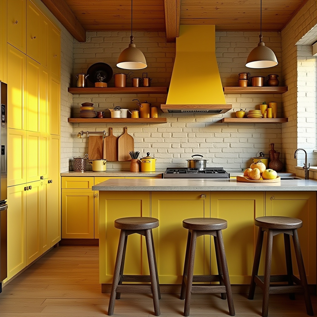 yellow boho kitchen 32