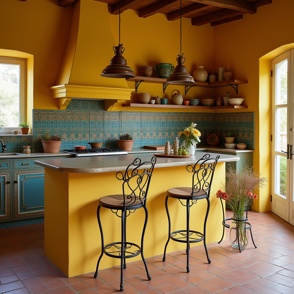 yellow boho kitchen 33