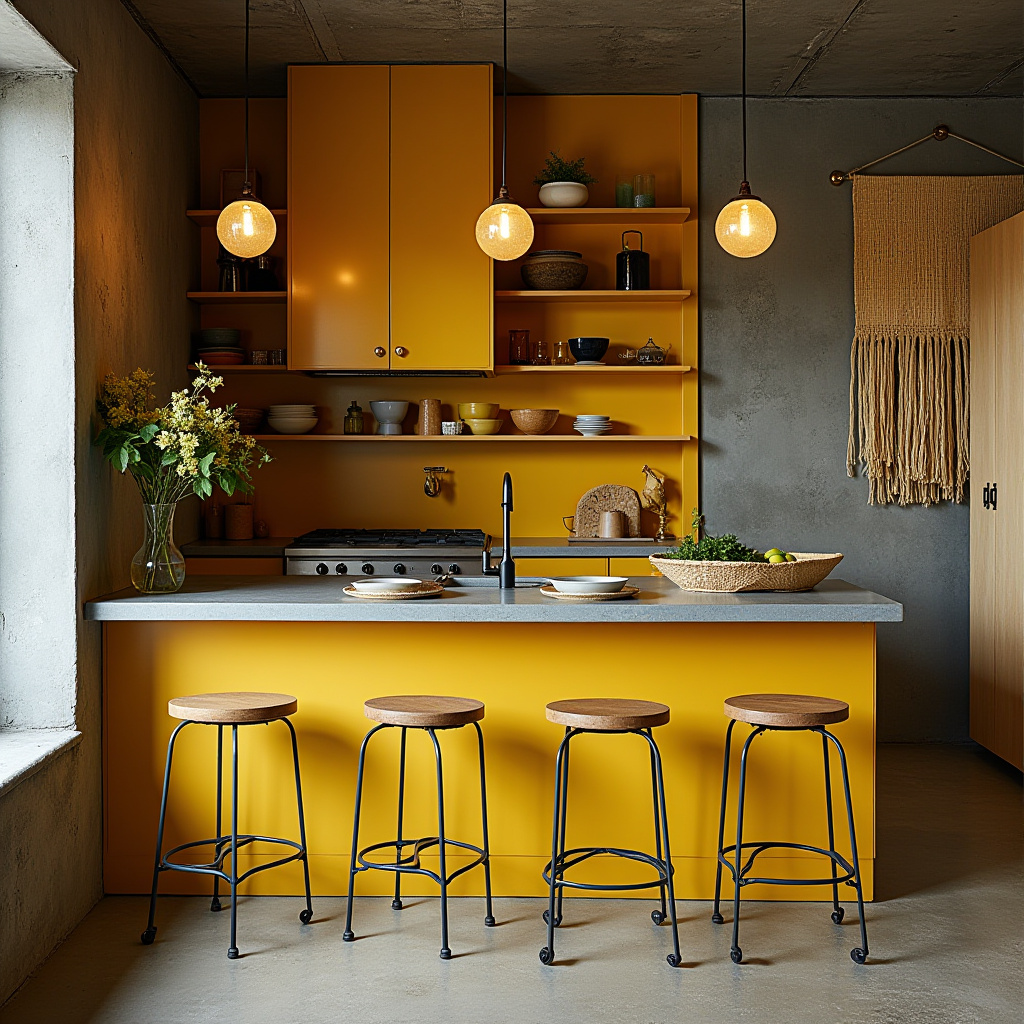 yellow boho kitchen 36