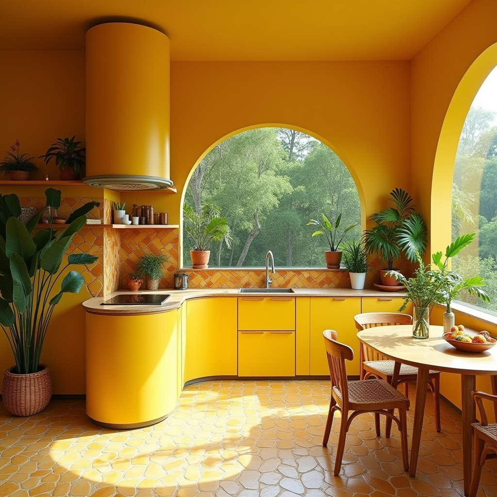 yellow boho kitchen 37