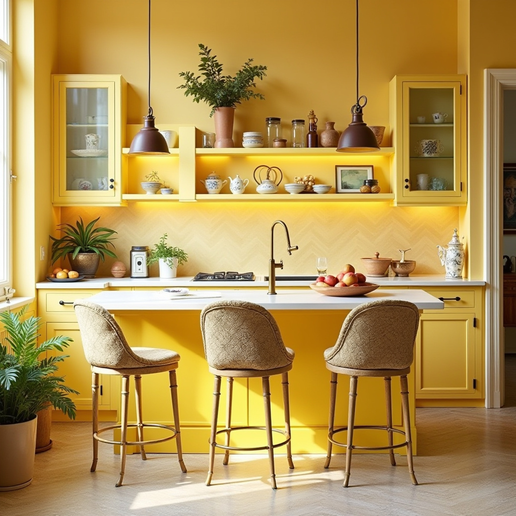 yellow boho kitchen 39