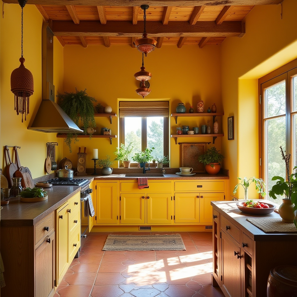 yellow boho kitchen 4