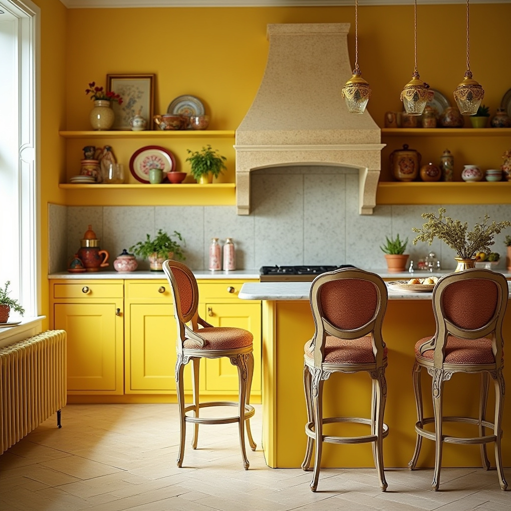 yellow boho kitchen 40