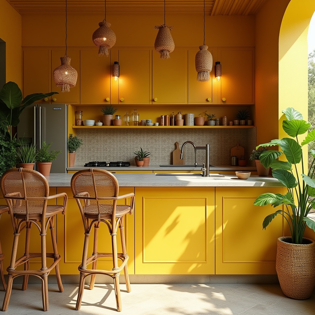 yellow boho kitchen 6
