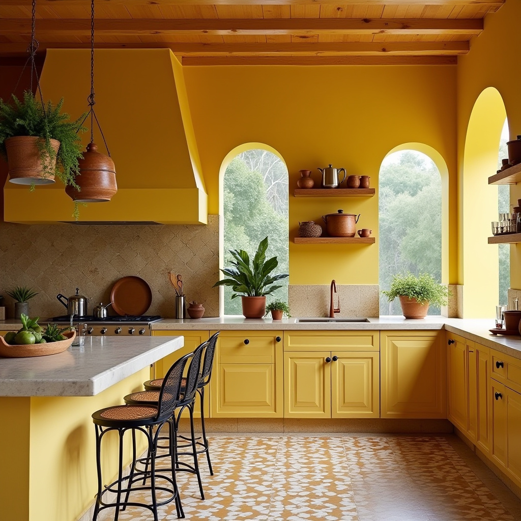 yellow boho kitchen 7